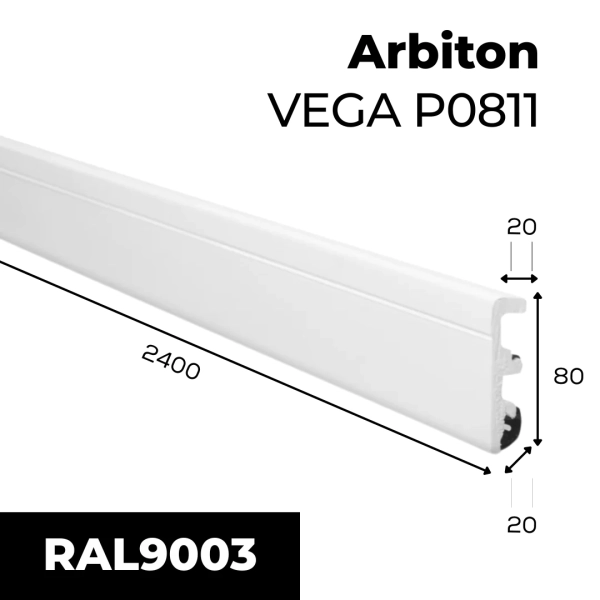 Plinthe moulurée Arbiton VEGA – blanc P0811 – H. 8 x L. 240 x ép. 20 mm