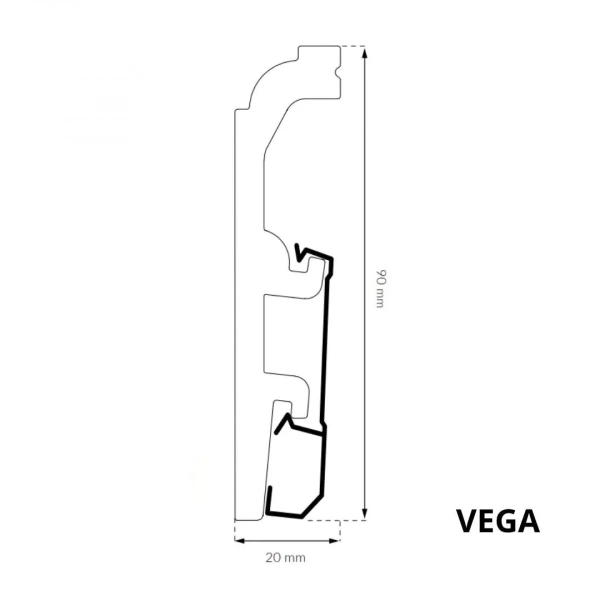 Plinthe moulurée Arbiton VEGA – blanc P0910 – H. 9 x L. 240 x ép. 20 mm
