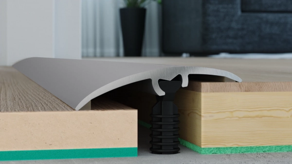 Barre de seuil de rattrapage de niveau et de dilatation large Arbiton CS37 en aluminium – argent (A1), 93 cm x 37 mm