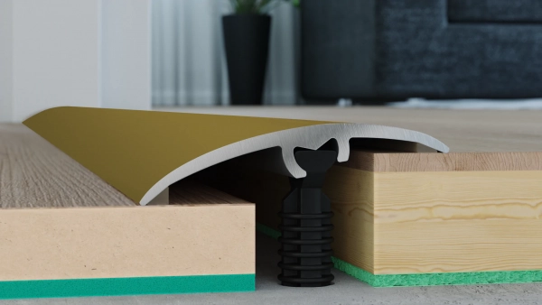 Barre de seuil de rattrapage de niveau et de dilatation large Arbiton CS37 en aluminium – or (A2), 93 cm x 37 mm