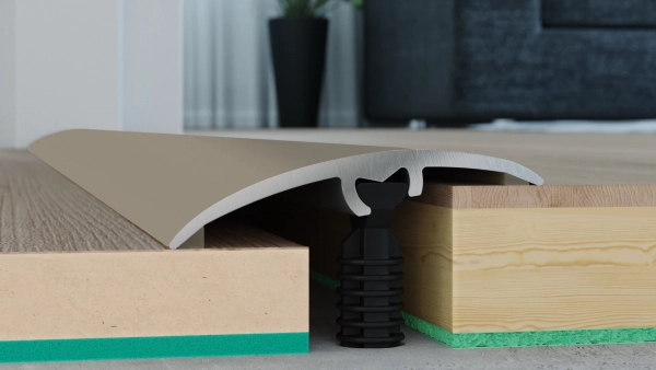 Barre de seuil de rattrapage de niveau et de dilatation large Arbiton CS37 en aluminium – titane (A3), 93 cm x 37 mm