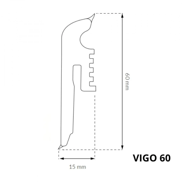 Plinthe PVC flexible décor bois Arbiton VIGO 60 – Chêne Monument 158 – H. 6 x L. 220 x ép. 15 mm