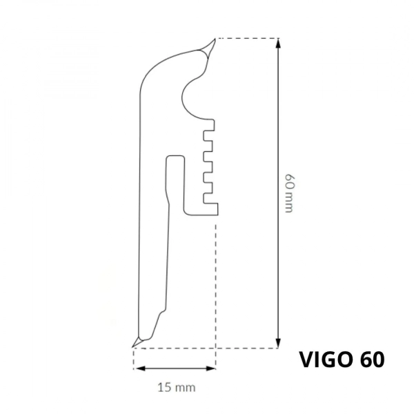 Plinthe PVC flexible décor bois Arbiton VIGO 60 – Chêne Cornwall 162 – H. 6 x L. 220 x ép. 15 mm