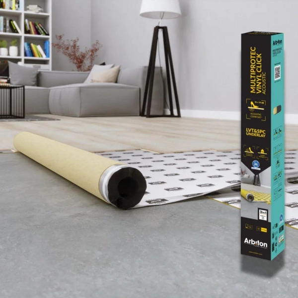Sous-couche acoustique Arbiton Multiprotec Vinyl Click Acoustic pour sol PVC 2.2mm – 7m²
