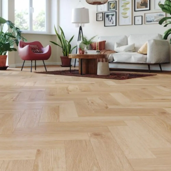 Lame PVC à coller Bâton rompu Arbiton Amaron Herringbone Dryback - 14,8 x 59,2 cm - Chêne Wembley