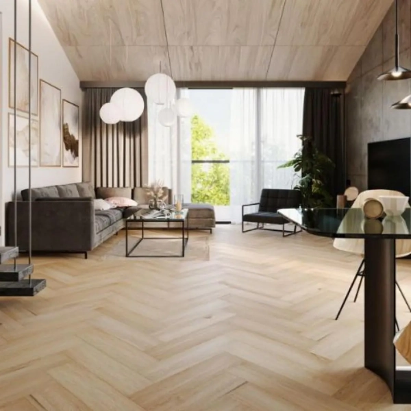 Lame PVC à coller Bâton rompu Arbiton Amaron Herringbone Dryback - 14,8 x 59,2 cm - Chêne Yankee