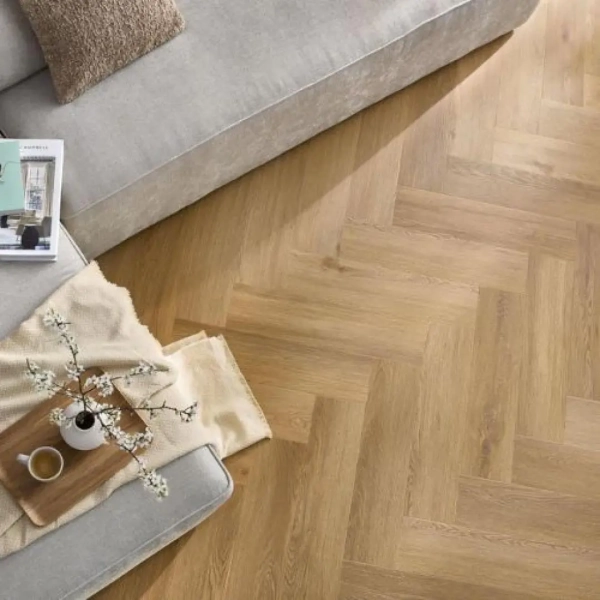 Lame PVC clipsable avec sous-couche Arbiton Amaron Herringbone  EIR Acoustic - 14,8 x 59,2 cm - Chêne Burbon 