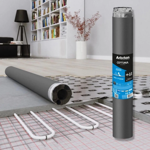 Sous-couche  chauffage au sol Arbiton Optima Aquastop sol stratifié 2mm – 10m²