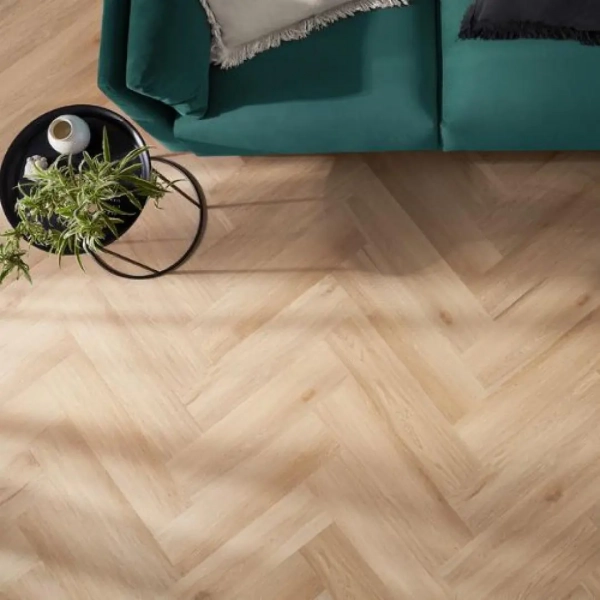 Lame PVC clipsable avec sous-couche Arbiton Amaron Herringbone Acoustic - 14,8 x 59,2 cm - Chêne Harlow