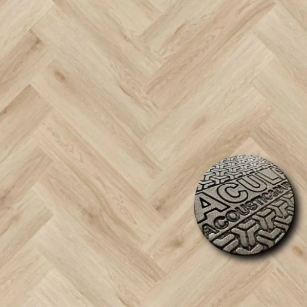 Lame PVC clipsable avec sous-couche Arbiton Amaron Herringbone Acoustic - 14,8 x 59,2 cm - Chêne Harlow