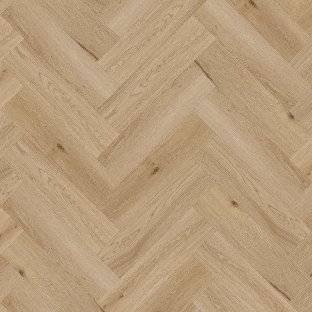 Lame PVC à coller Bâton rompu Arbiton Amaron Herringbone Dryback - 15,4 x 61,6 cm - Chêne Yankee