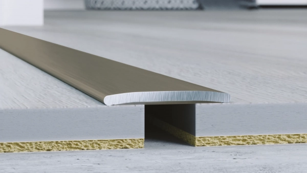 Barre de seuil de jonction plate Arbiton PRO 20 en aluminium – titane brossé (B3), 186 cm x 20 mm