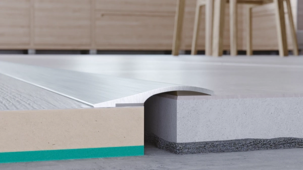 Barre de seuil de rattrapage de niveau Arbiton PRO 26 en aluminium – argent brossé (B1), 93 cm x 26 mm