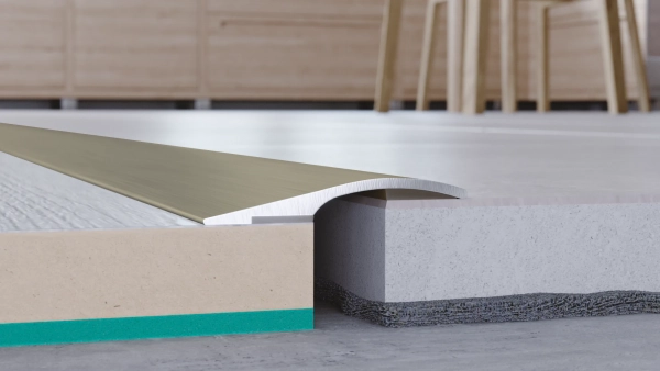 Barre de seuil de rattrapage de niveau Arbiton PRO 26 en aluminium – titane brossé (B3), 93 cm x 26 mm