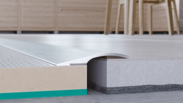 Barre de seuil de rattrapage de niveau Arbiton PRO 26 en aluminium – argent brossé (B1), 186 cm x 26 mm