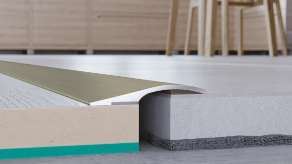 Barre de seuil de rattrapage de niveau Arbiton PRO 26 en aluminium – titane brossé (B3), 186 cm x 26 mm