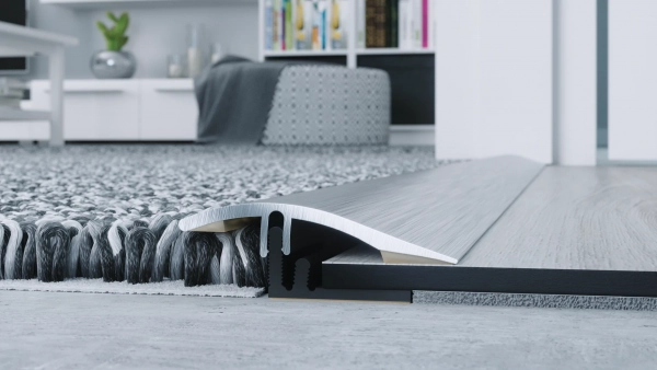 Barre de seuil de rattrapage de niveau Arbiton PRODUO 38 en aluminium – argent brossé (B1), 93 cm x 38 mm