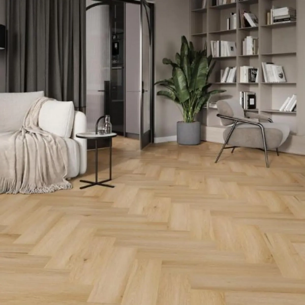 Lame PVC clipsable Bâton rompu Afirmax Legnar Herringbone - 14,8 x 59,2 cm - Chêne Arvada