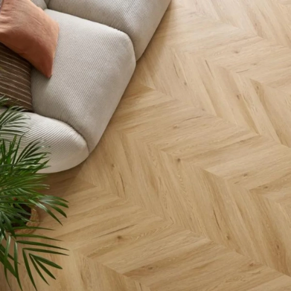 Lame PVC clipsable Point de Hongrie Afirmax Chevron - 12 x 60 cm - Chêne Arvada