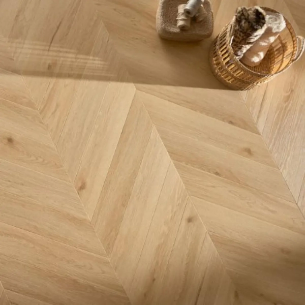 Lame PVC clipsable Point de Hongrie Arbiton Amaron Chevron - 12 x 60 cm - Chêne Yankee
