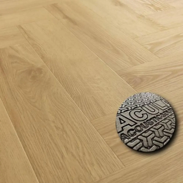 Lame PVC clipsable avec sous-couche Arbiton Amaron Herringbone EIR Acoustic - 14,8 x 59,2 cm - Chêne Virgin
