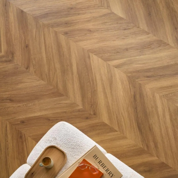 Lame PVC clipsable Point de Hongrie Afirmax Chevron - 12 x 60 cm - Chêne Jersey