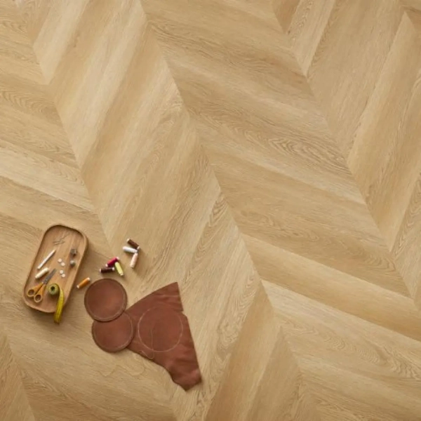 Lame PVC clipsable Point de Hongrie Afirmax Chevron - 12 x 60 cm - Chêne Hartford