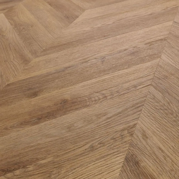 Lame PVC clipsable Point de Hongrie Afirmax Chevron - 12 x 60 cm - Chêne Garda