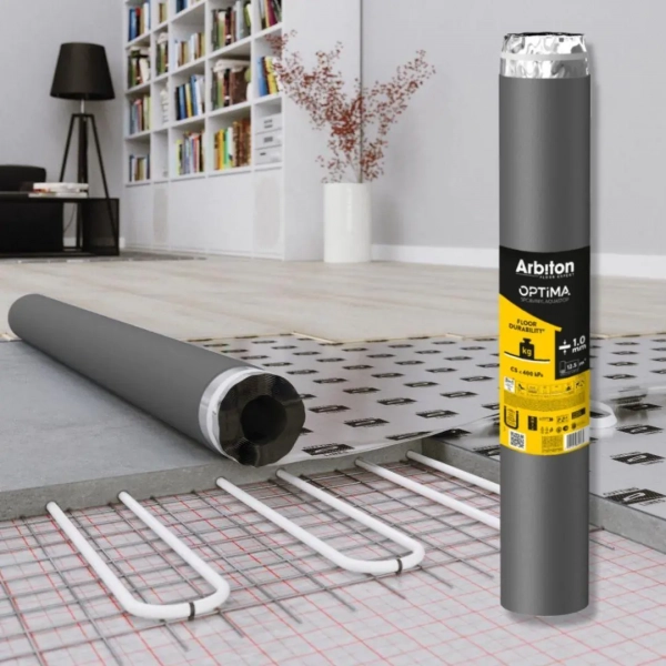 Sous-couche chauffage au sol Arbiton Optima SPC&VINYL Aquastop sol PVC 1mm – 12.5m²