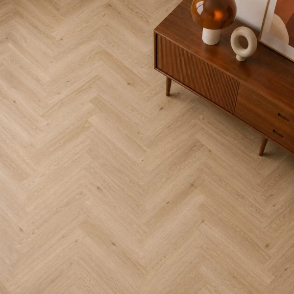 Lame PVC à coller Bâton rompu Arbiton Amaron Herringbone Dryback - 15,4 x 61,6 cm - Chêne Yankee