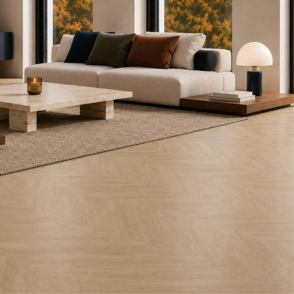 Lame PVC à coller Bâton rompu Arbiton Amaron Herringbone Dryback - 15,4 x 61,6 cm - Chêne Johannes