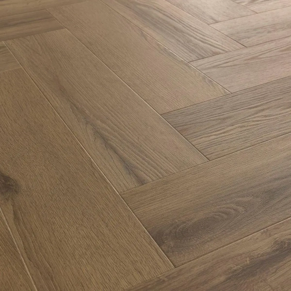 Lame PVC à coller Bâton rompu Arbiton Amaron Herringbone Dryback - 15,4 x 61,6 cm - Chêne Rochester