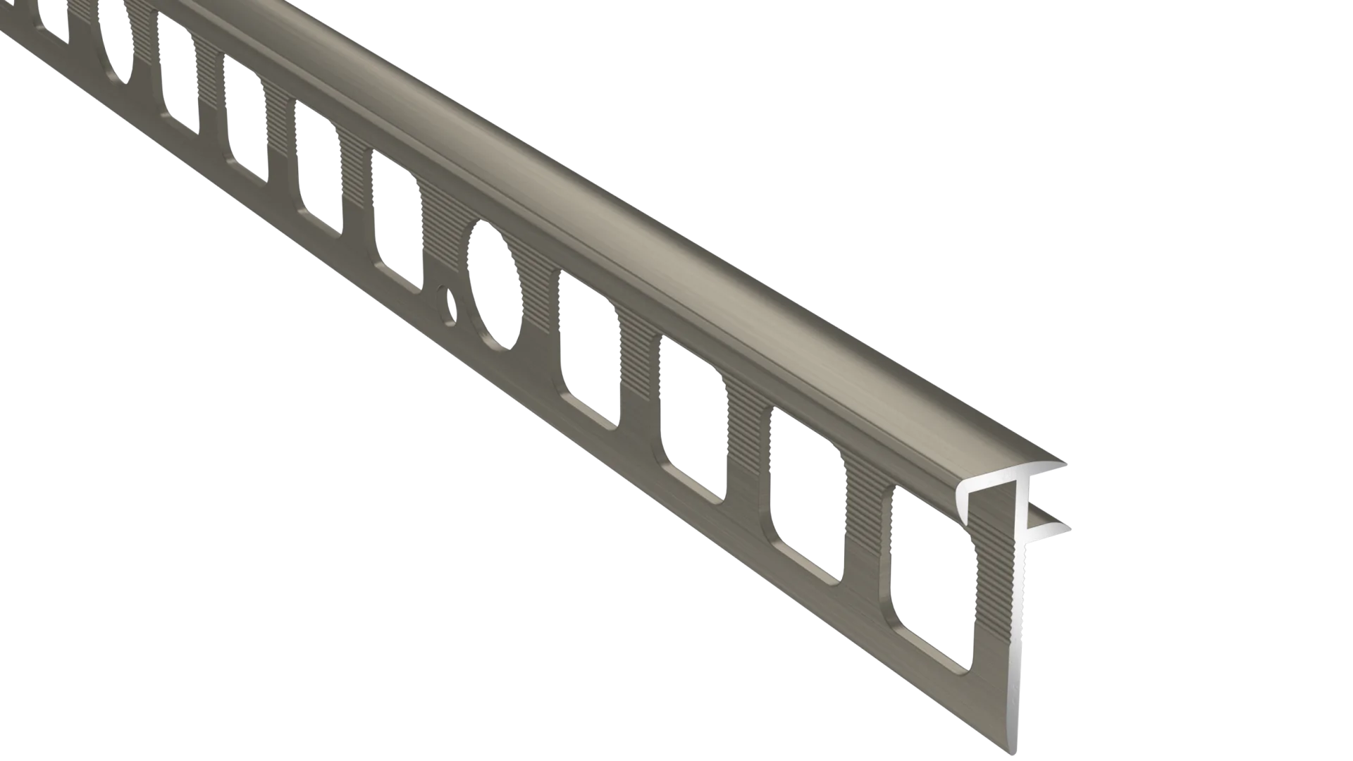 Nez de marche escalier Arbiton PRO S2 en aluminium – titane brossé (B3), 2 m – extérieur